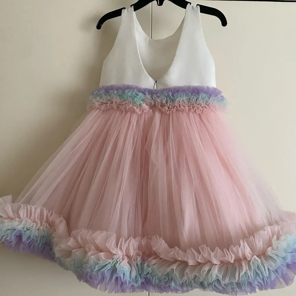 Elegant Pink and White Kids Toddler Formal Dress